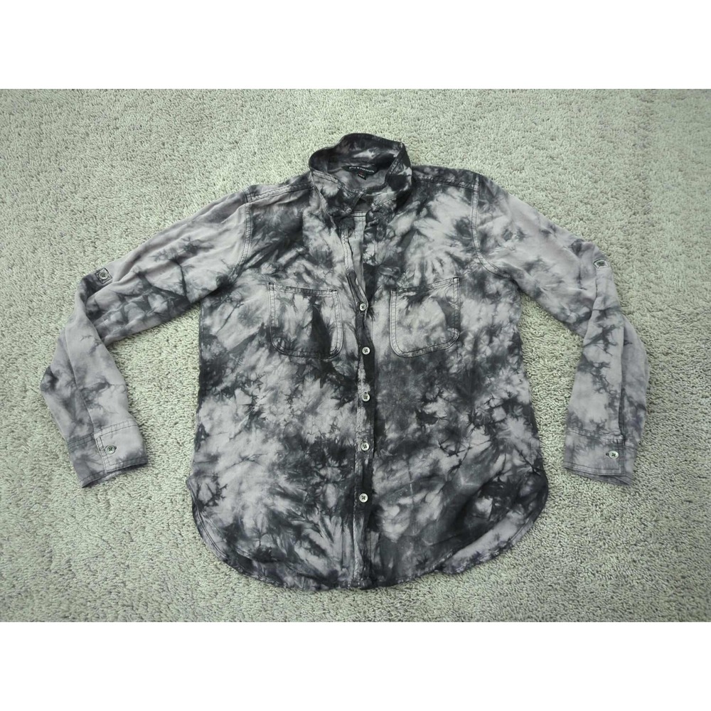 Rock & Republic Button Up Shirt Womens M Tie Dye Long‎ Sleeve Boyfriend Fit